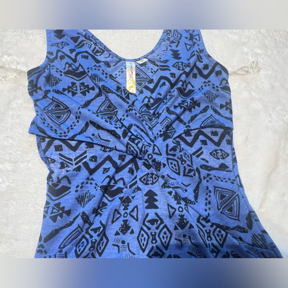 feathers Blue and Black Maxi Dress with Geometric Pattern - Picture 7 of 10